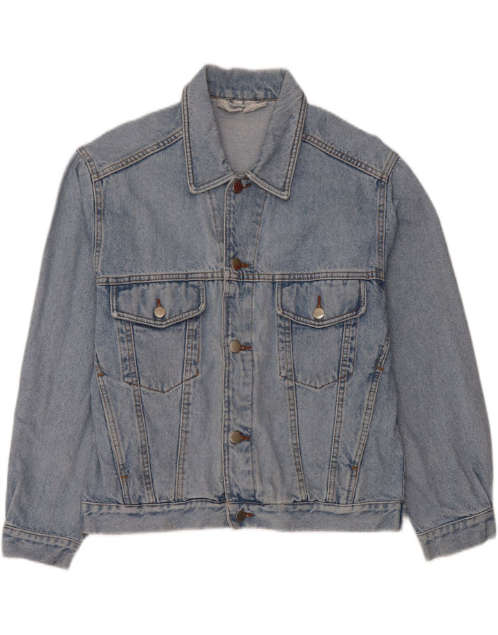 VINTAGE Chaqueta vaquera gráfica para hombre Reino Unido 36/38 Algodón azul pequeño