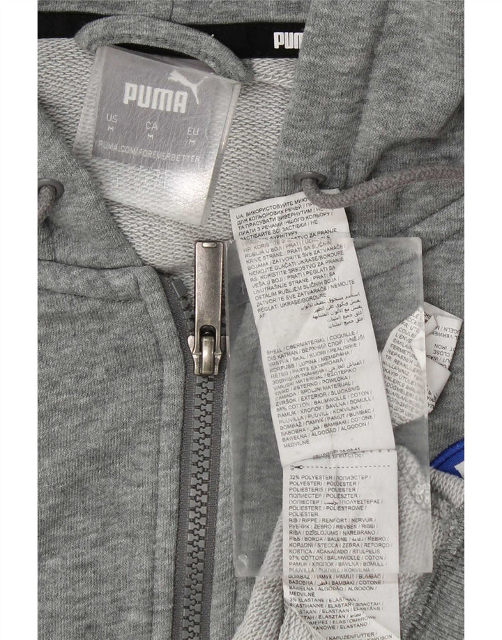Puma Sudadera con capucha y cremallera gráfica para hombre de algodón gris medio