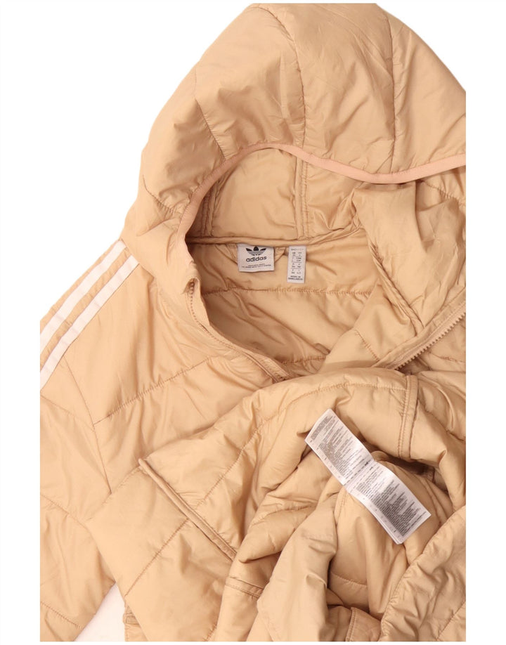 Adidas Abrigo acolchado con capucha para mujer UK 10 Small Beige Poliéster