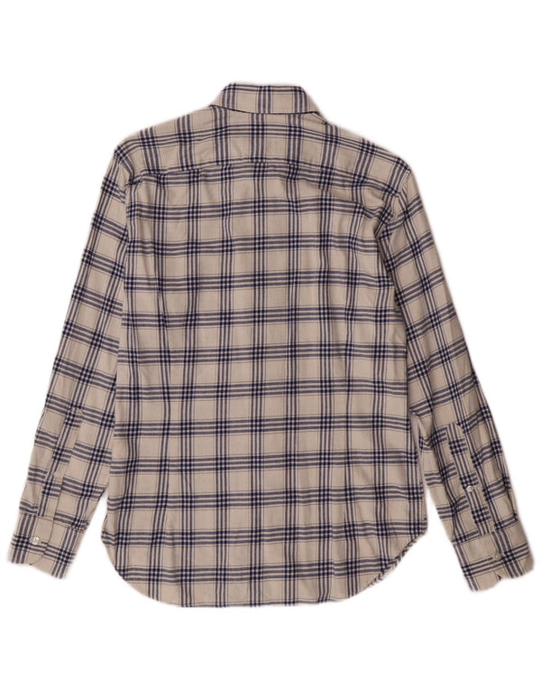 BONOBOS Camisa De Franela Entallada De Algodón A Cuadros Blancos Pequeños para Hombre