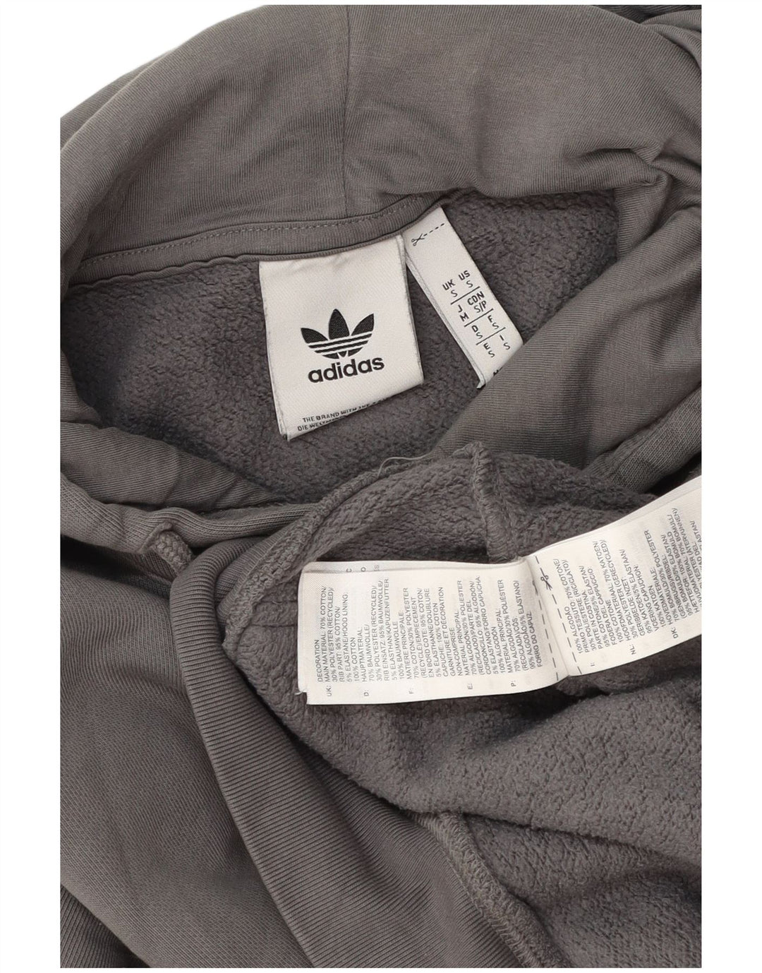 Adidas Hombre Sudadera Con Capucha Jumper Pequeño Gris Algodón