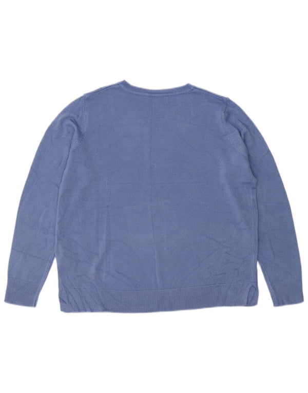 Marks & Spencer Jersey con Cuello Barco para Mujer UK 44 Grande Acrílico Azul