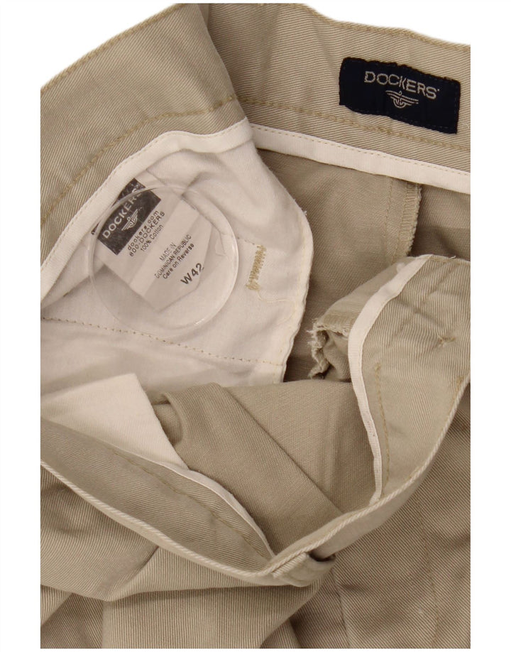 DOCKERS Pantalones cortos chinos con clavijas para hombre W42 2XL Algodón beige