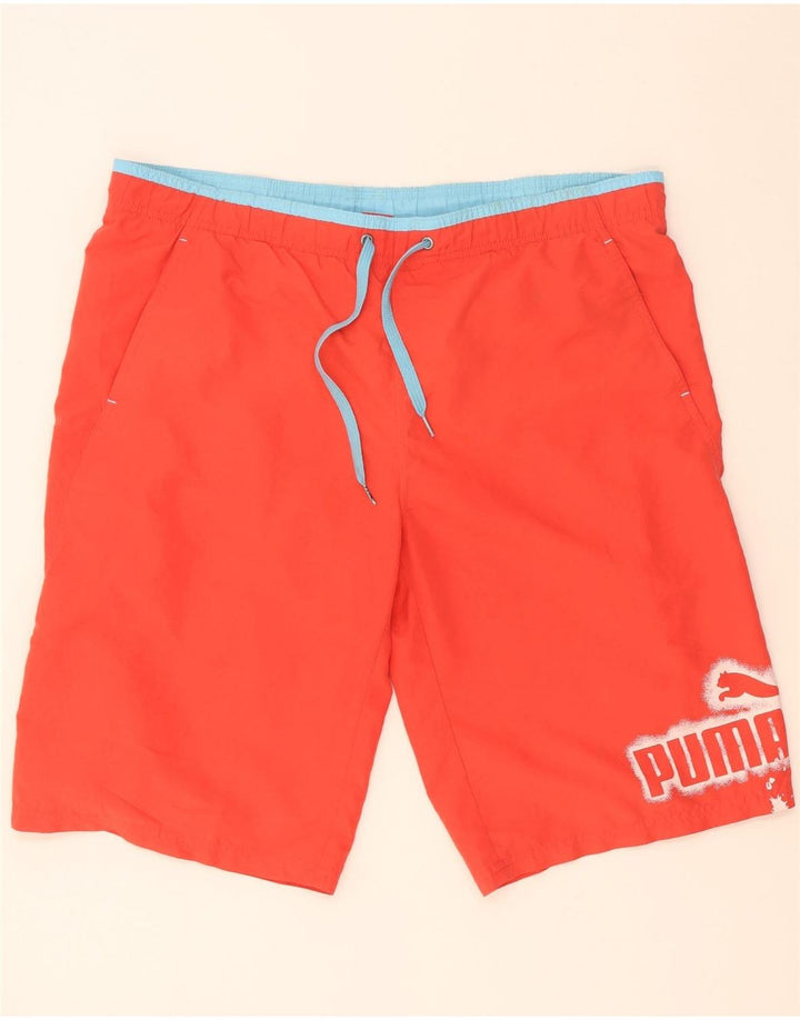 Puma Bañador con gráfico para hombre, talla grande, poliéster rojo