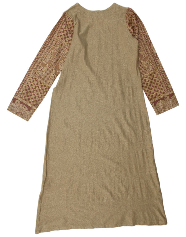 Vintage mujer Maxi vestido Reino Unido 14 oro grande Paisley