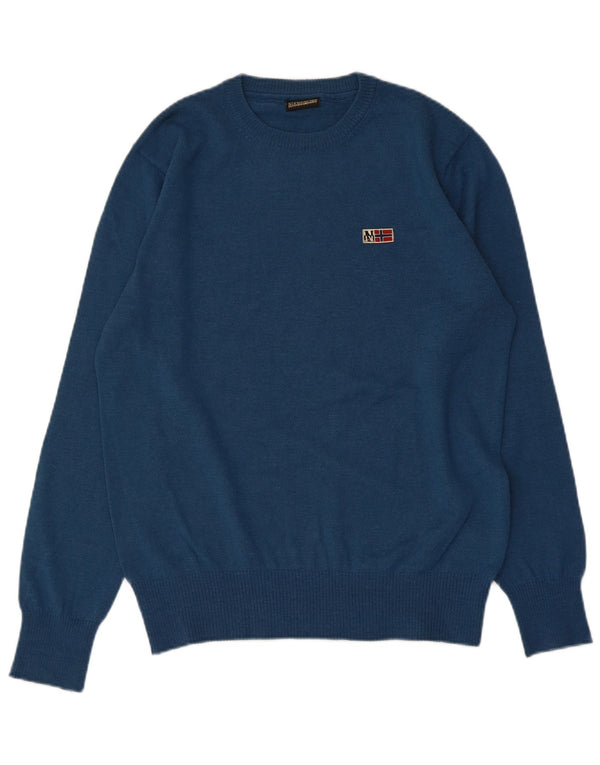 NAPAPIJRI Suéter tipo jersey con cuello redondo para mujer UK 46 Large Blue Wool