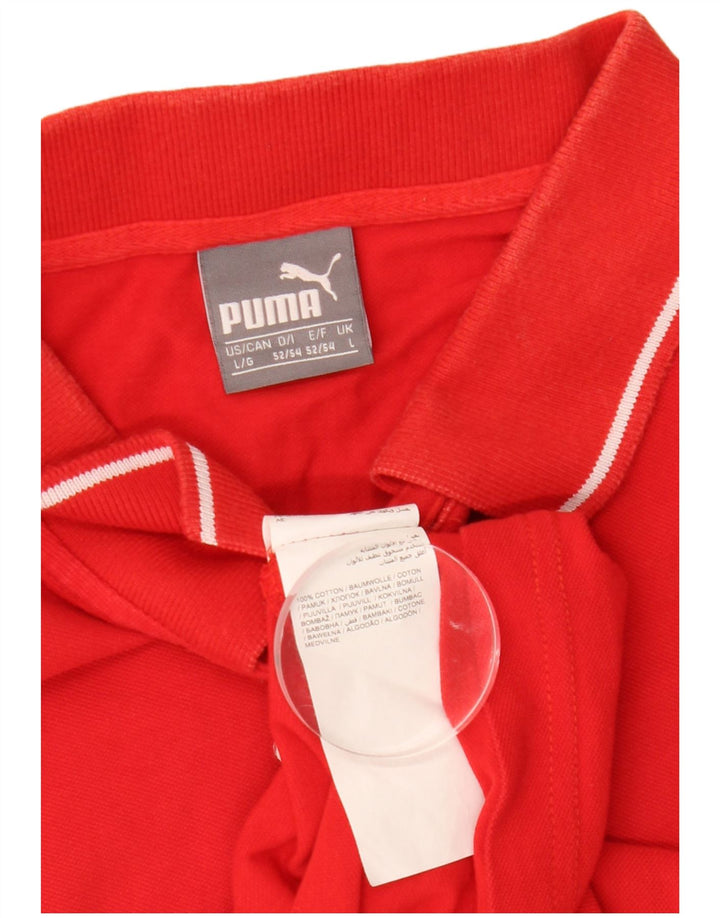 PUMA Polo para hombre grande de algodón rojo