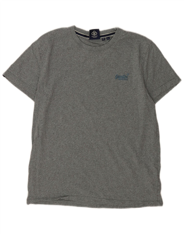 Superdry Camiseta para hombre Top grande de algodón gris