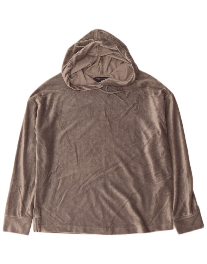 Marks & Spencer Jersey con Capucha Extragrande de Terciopelo para Mujer UK 8 Small Gris
