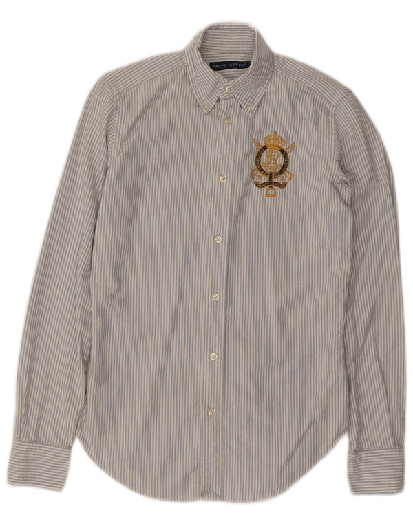 Ralph Lauren Camisa para mujer US 2 XS Azul Pinstripe Algodón