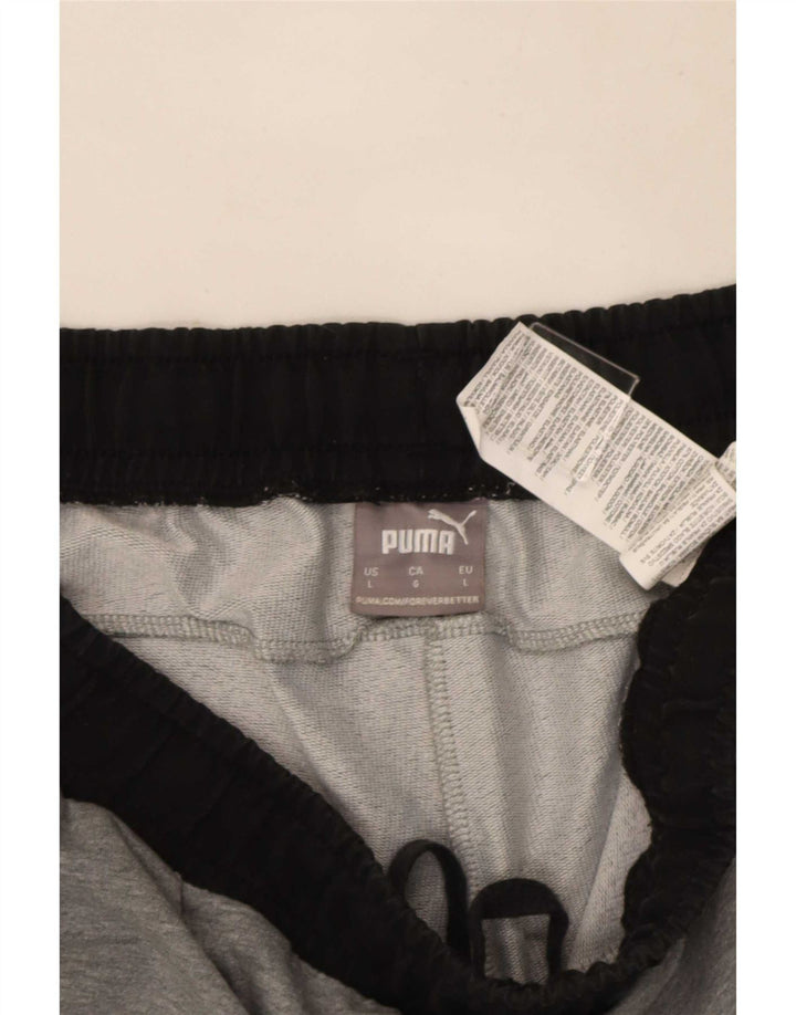 Pantalones cortos deportivos Puma para hombre de algodón color block gris grande
