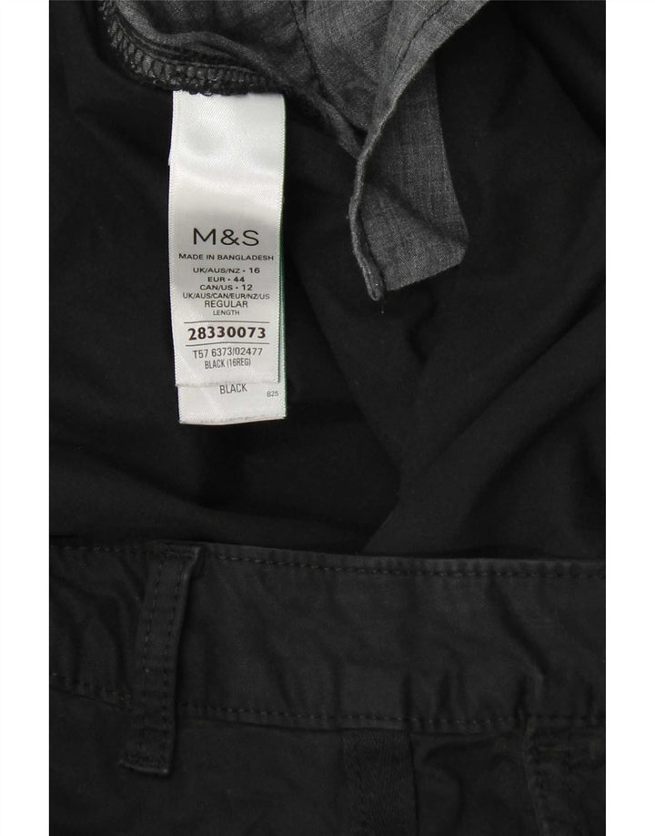 Marks & Spencer Pantalones Regulares para Mujer UK 40 W38 L29 Algodón Negro