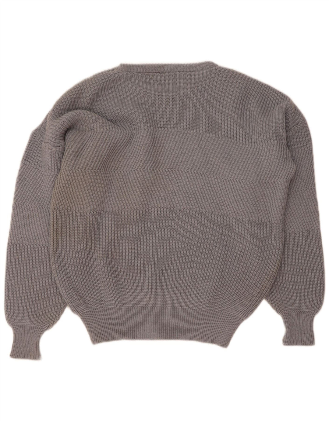 Vintage hombres cuello redondo jersey suéter IT 50/52 lana gris grande