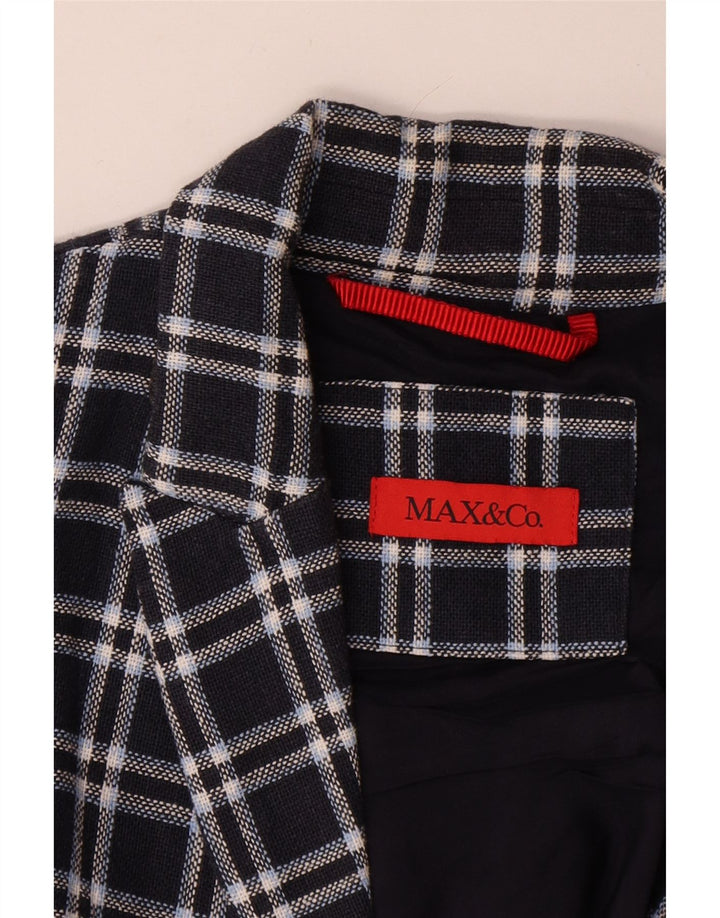 Max & Co. Chaqueta tipo blazer con 1 botón para mujer, Reino Unido 42, algodón a cuadros azul marino mediano