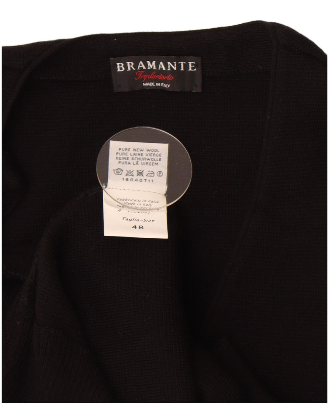 Bramante Cárdigan Sin Mangas para Hombre IT 48 Medium Negro Lana Virgen