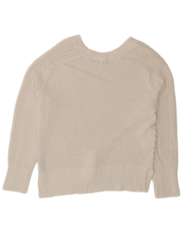 Marks & Spencer Suéter con Cuello en V para Mujer UK 46 Grande Algodón Blanco
