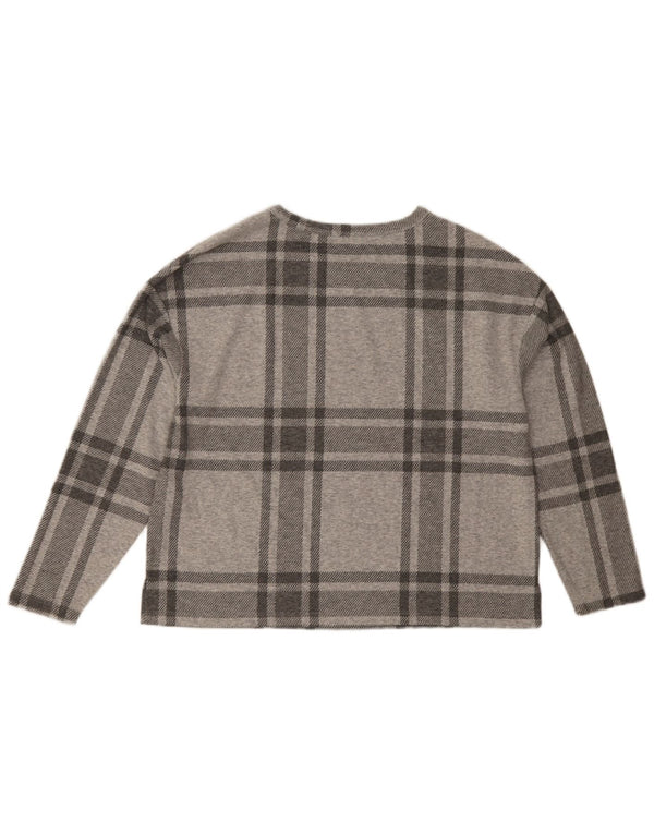 Marks & Spencer Top para mujer de manga larga UK 44 Poliéster a cuadros gris grande