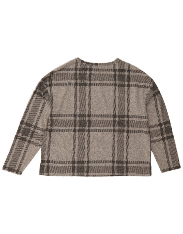 Marks & Spencer Top para mujer de manga larga UK 44 Poliéster a cuadros gris grande