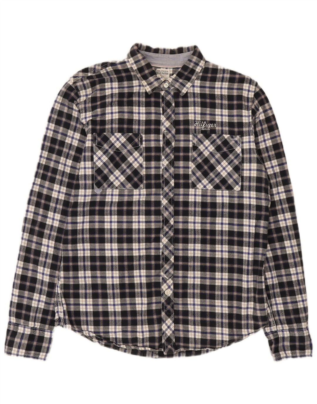 Tommy Hilfiger Camisa De Franela De Algodón A Cuadros Azul Grande | Hombre