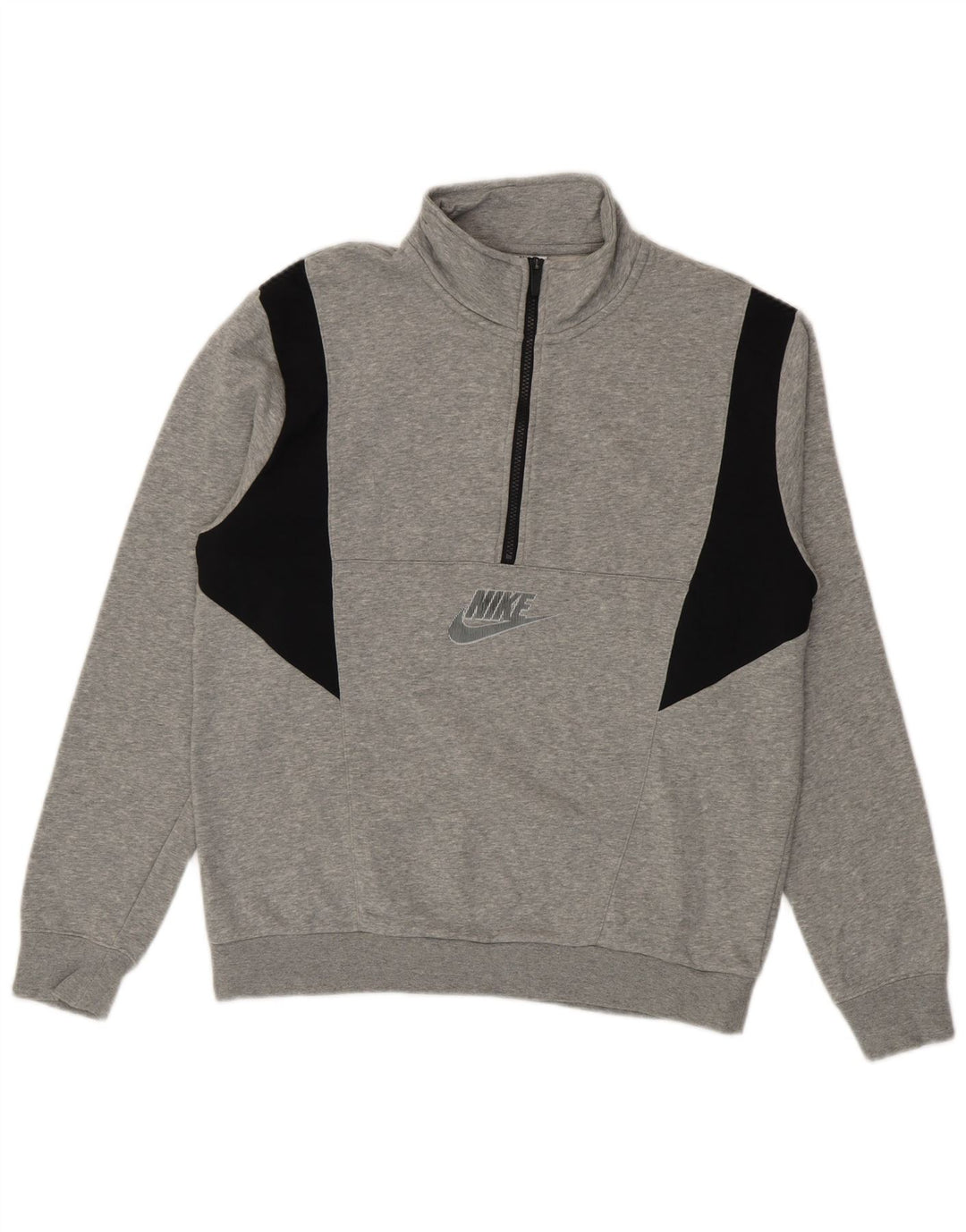 Nike Hombre Sudadera Con Cremallera En El Cuello Jersey De Algodón Color Block Gris Medio