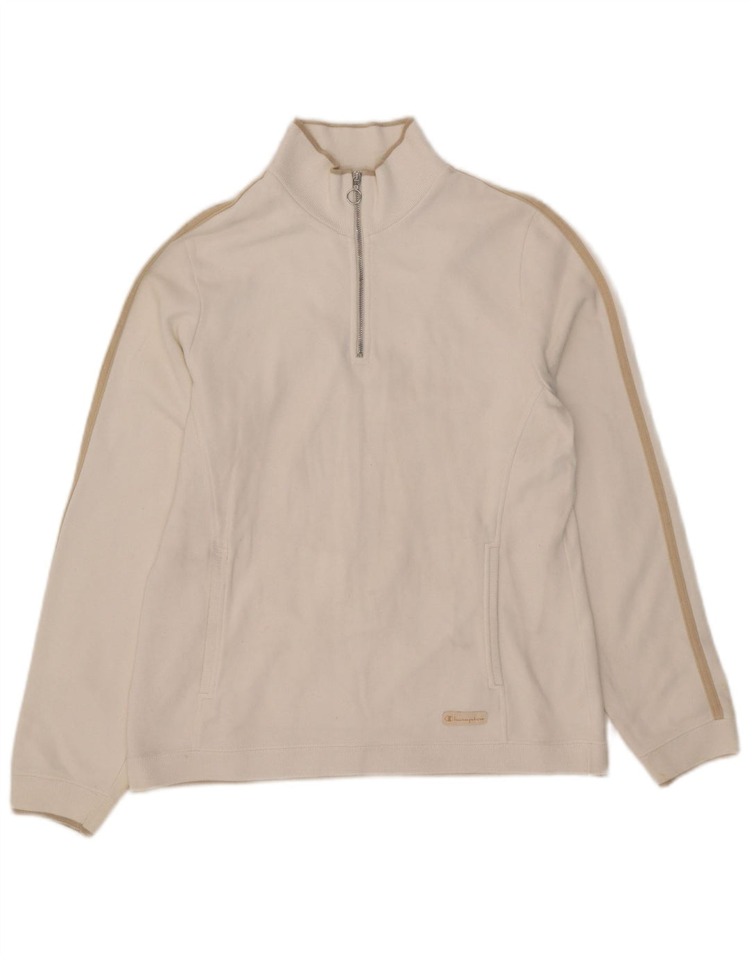 Champion Sudadera con cuello y cremallera para mujer UK 14 Medium White Cotton