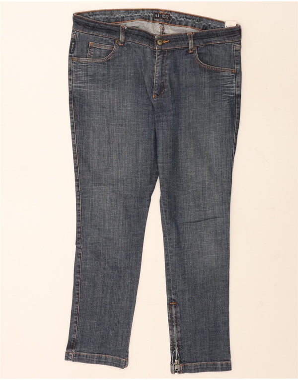 Armani Mens Casual Trousers W33 L30 Blue Cotton