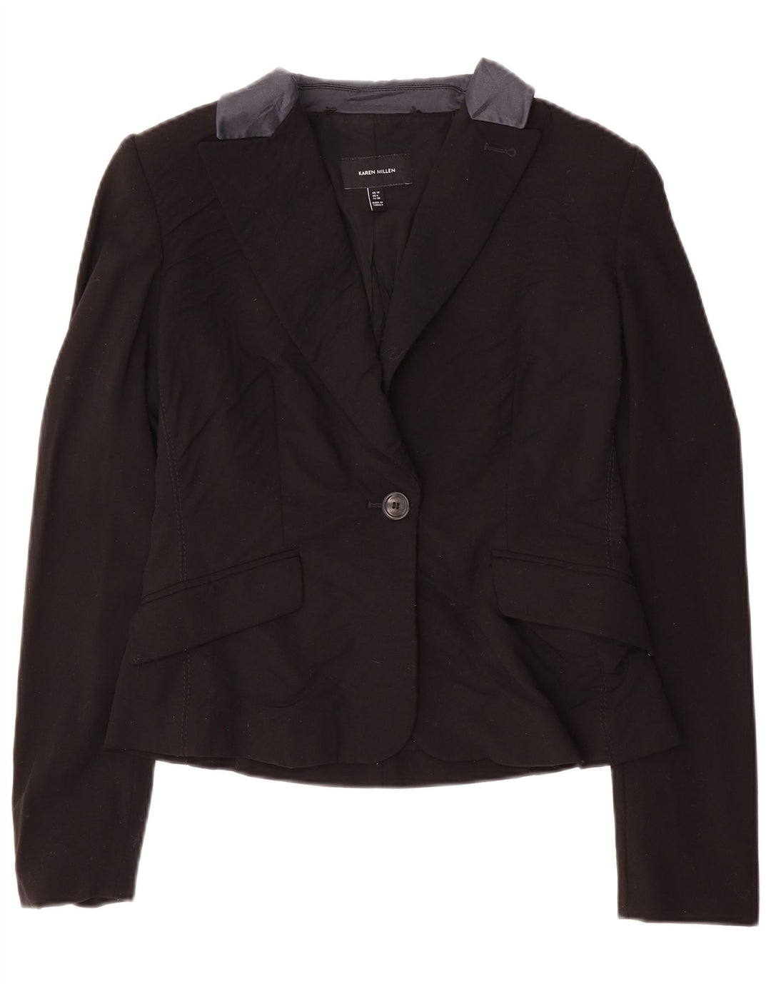 Karen Millen Chaqueta tipo blazer de 1 botón para mujer UK 10 Small Black Wool