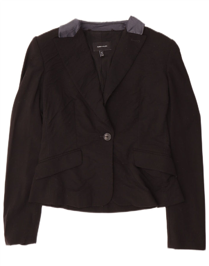 Karen Millen Chaqueta tipo blazer de 1 botón para mujer UK 10 Small Black Wool