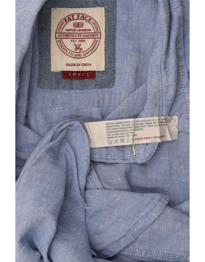 Camisa de manga corta para hombre Fat Face Small de lino azul