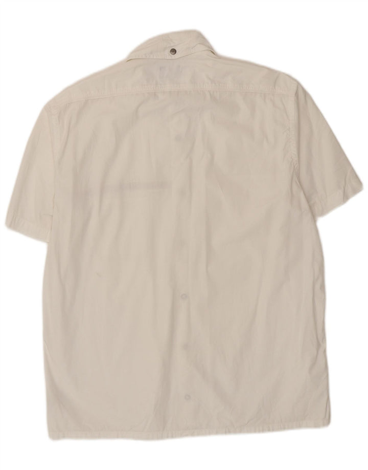 Trussardi Camisa De Manga Corta De Algodón Blanco Grande Hombre
