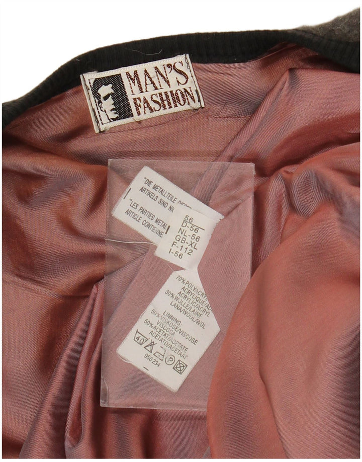 Vintage hombres Cardigan suéter XL gris acrílico