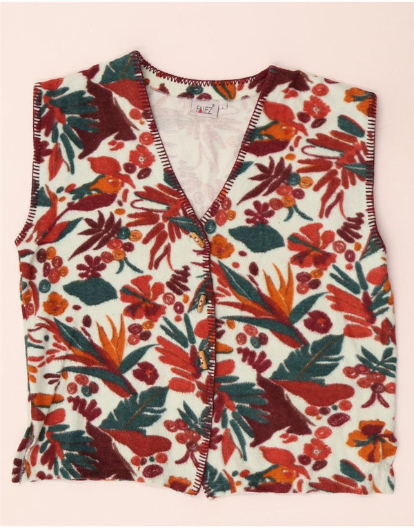 Vintage mujer polar chaleco Reino Unido 14 grande multicolor floral