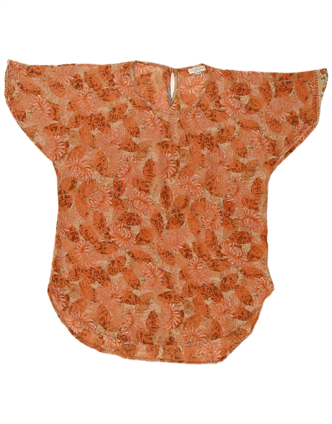 LAS MAREADAS Blusa extragrande para mujer UK 10 Small Orange Floral Silk