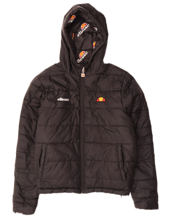Ellesse Chaqueta Acolchada Reversible con Capucha De Gran Tamaño para Mujer UK 8 Small Black