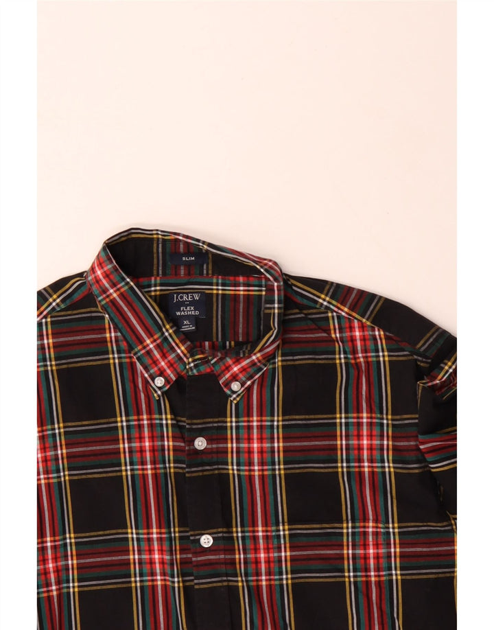 J. CREW Camisa ajustada lavada flexible para hombre XL Algodón a cuadros negros
