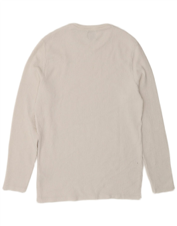 Zara Hombre Top Manga Larga Medio Blanco Algodón