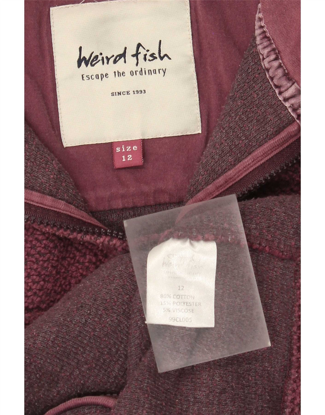 Weird Fish - Chaqueta de chándal para mujer (talla 40), algodón burdeos mediano
