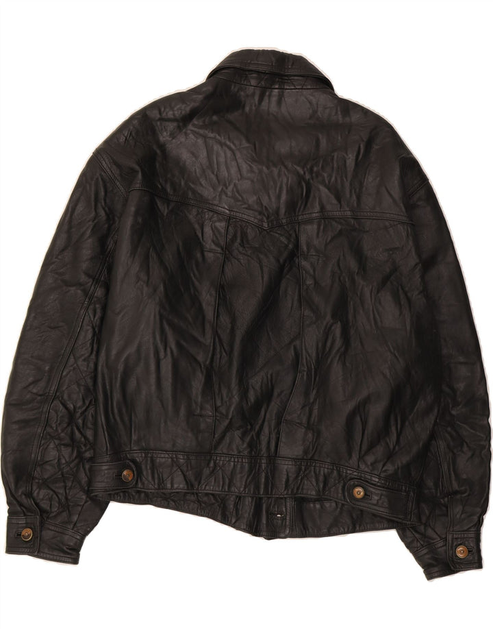 VINTAGE Womens Leather Jacket UK 18 XL Black Vintage Vintage and Second-Hand Vintage from Messina Hembry 