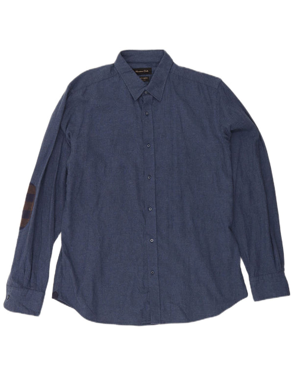 Camisa Massimo Dutti Hombre Large Azul Marino Algodón