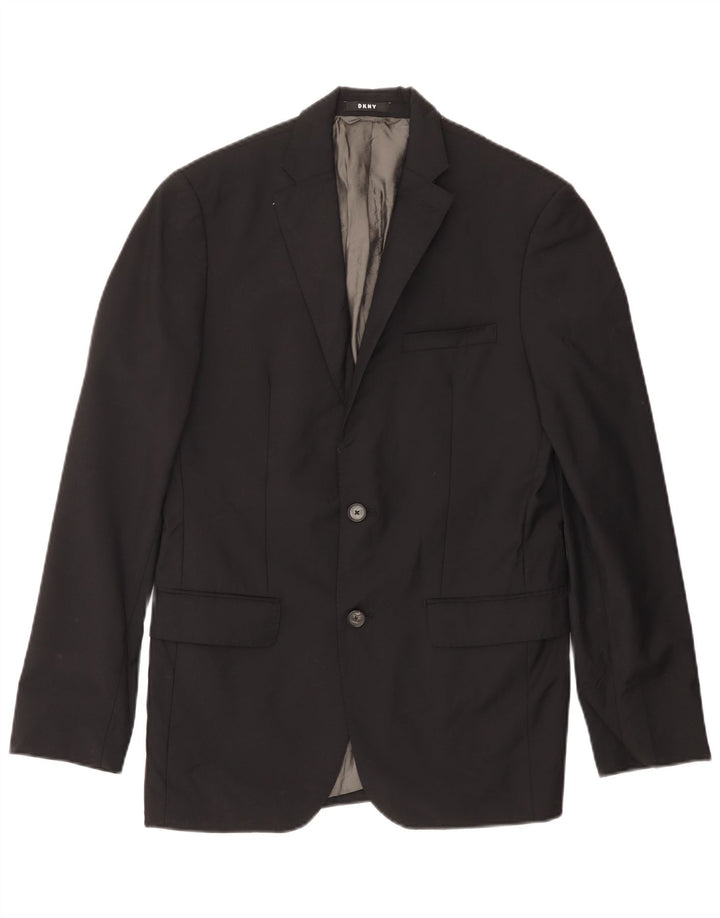Dkny Chaqueta tipo blazer de 2 botones para hombre UK 38 Mediana lana negra