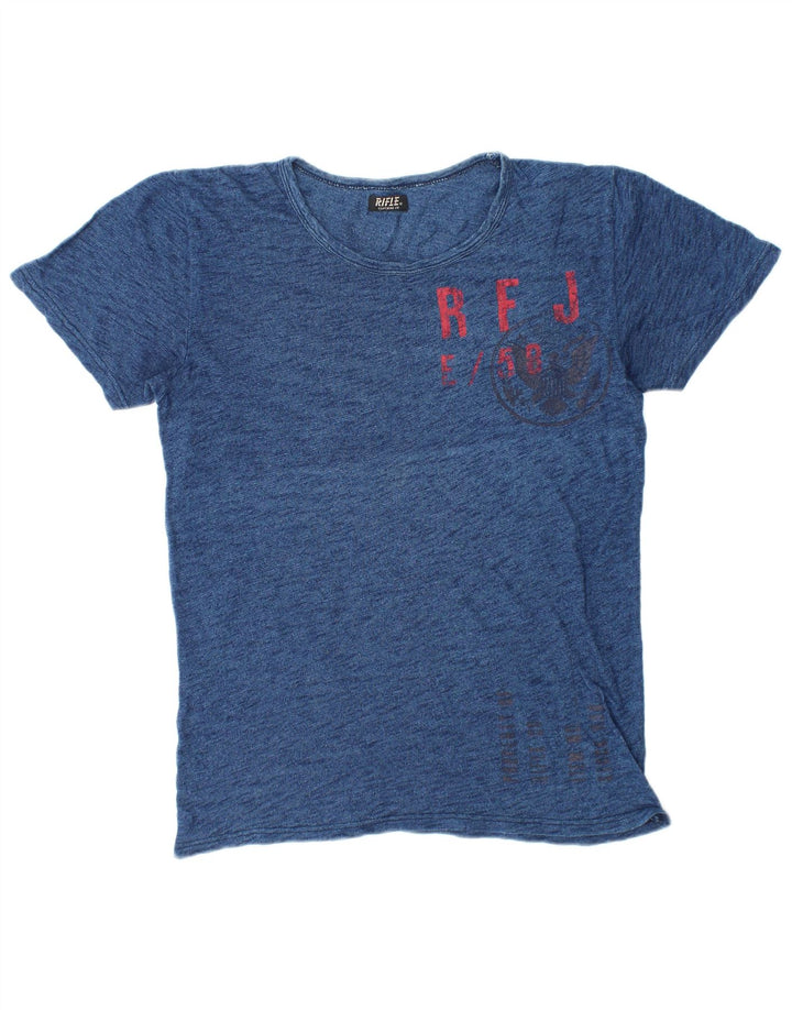 Rifle Camiseta gráfica para hombre Top mediano azul marino moteado