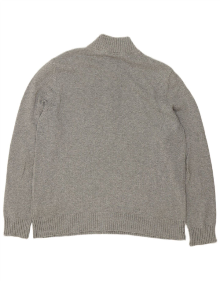 Crew Clothing - Jersey con cuello y cremallera para hombre, algodón gris medio