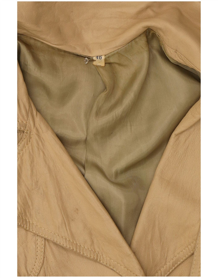 Chaqueta de cuero vintage para mujer IT 46 Beige grande