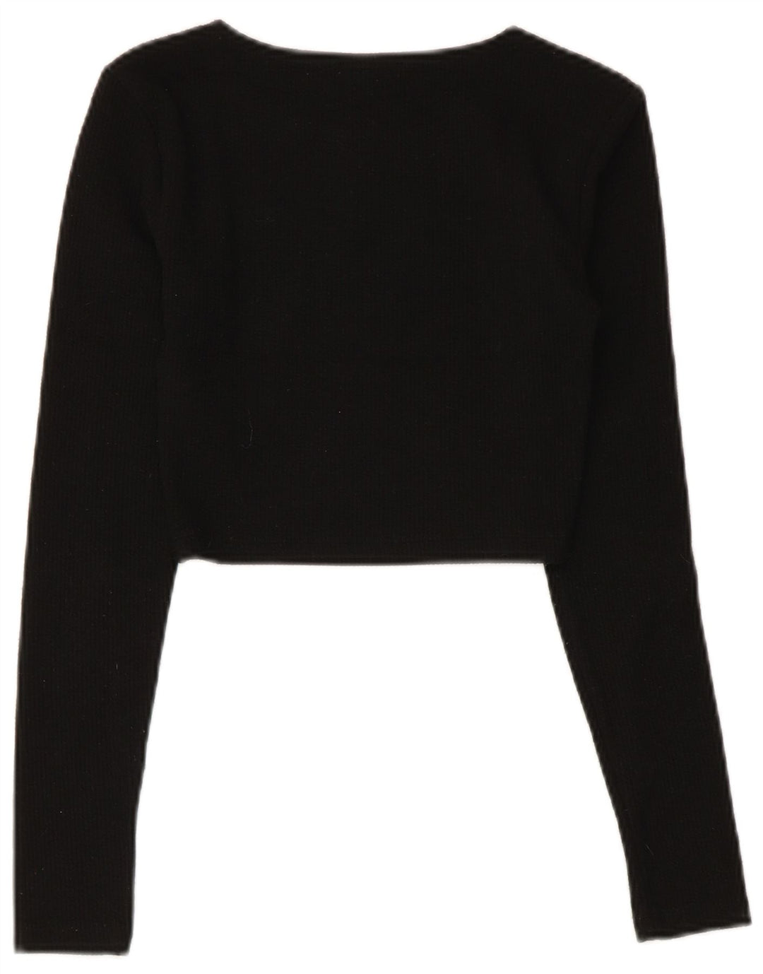 Zara Mujer Crop Top Manga Larga UK 8 Small Poliéster Negro