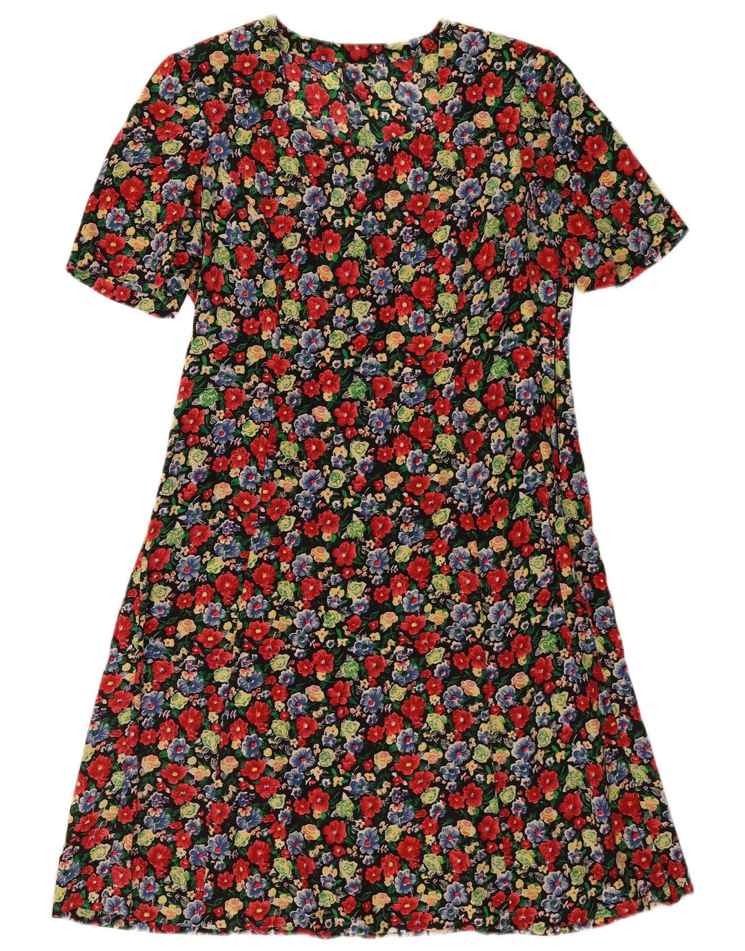 Vintage mujer A-Line vestido Reino Unido 14 medio multicolor floral