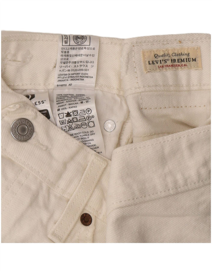 Levi's Mujer 501 Pantalones Cortos De Mezclilla Desgastados De Cintura Alta W30 Medio Blanco