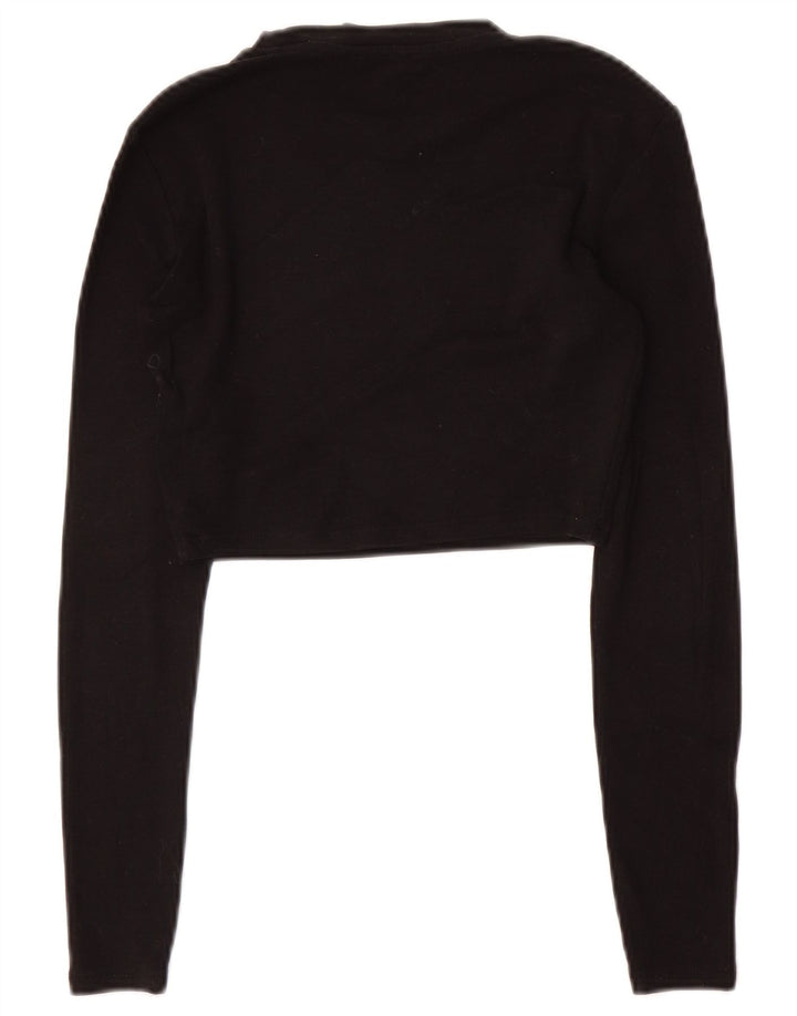 Zara Mujer Crop Top Manga Larga UK 8 Small Negro