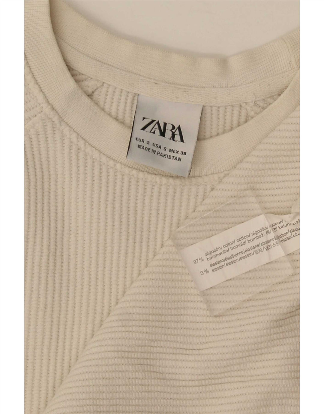 Zara Hombre Camiseta Top Small Algodón Blanco