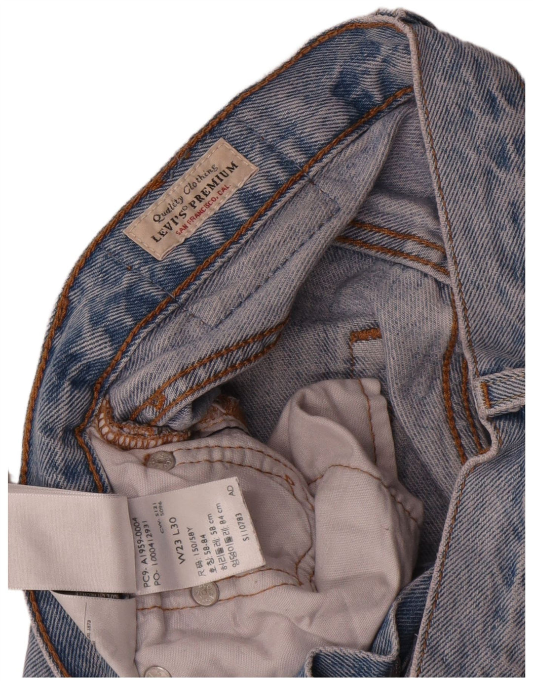 Levi's Mujer 501 Vaqueros Rectos Desgastados W23 L30 Algodón Azul