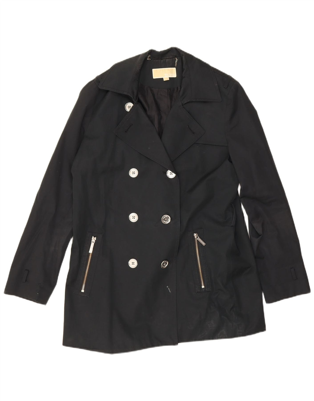 Michael Kors Gabardina corta de doble botonadura para mujer Reino Unido 46 Grande Negro
